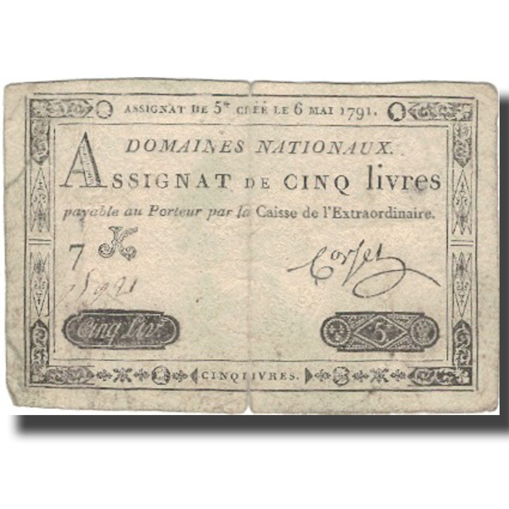 France, 5 Livres, 1791, 1791-05-06, VF(20-25), KM:A42