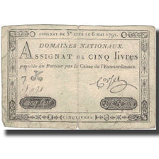 France, 5 Livres, 1791, 1791-05-06, VF(20-25), KM:A42