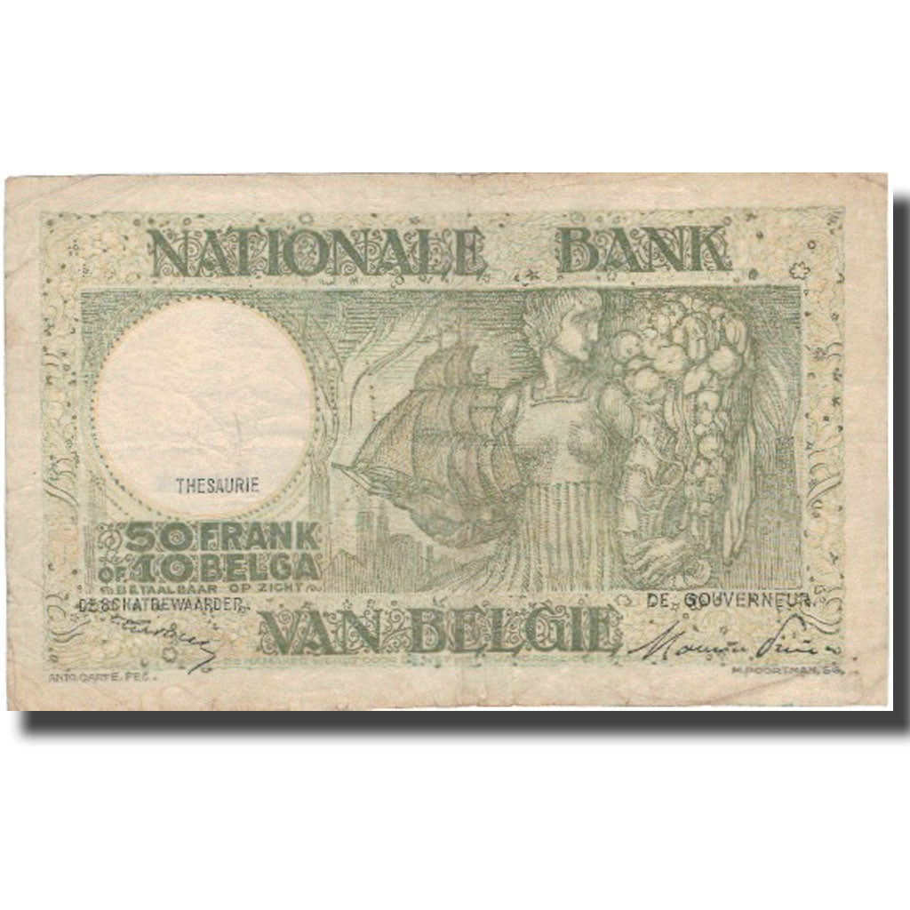 Banknote, Belgium, 50 Francs-10 Belgas, 1947, 1947-04-25, KM:100, VF(20-25)