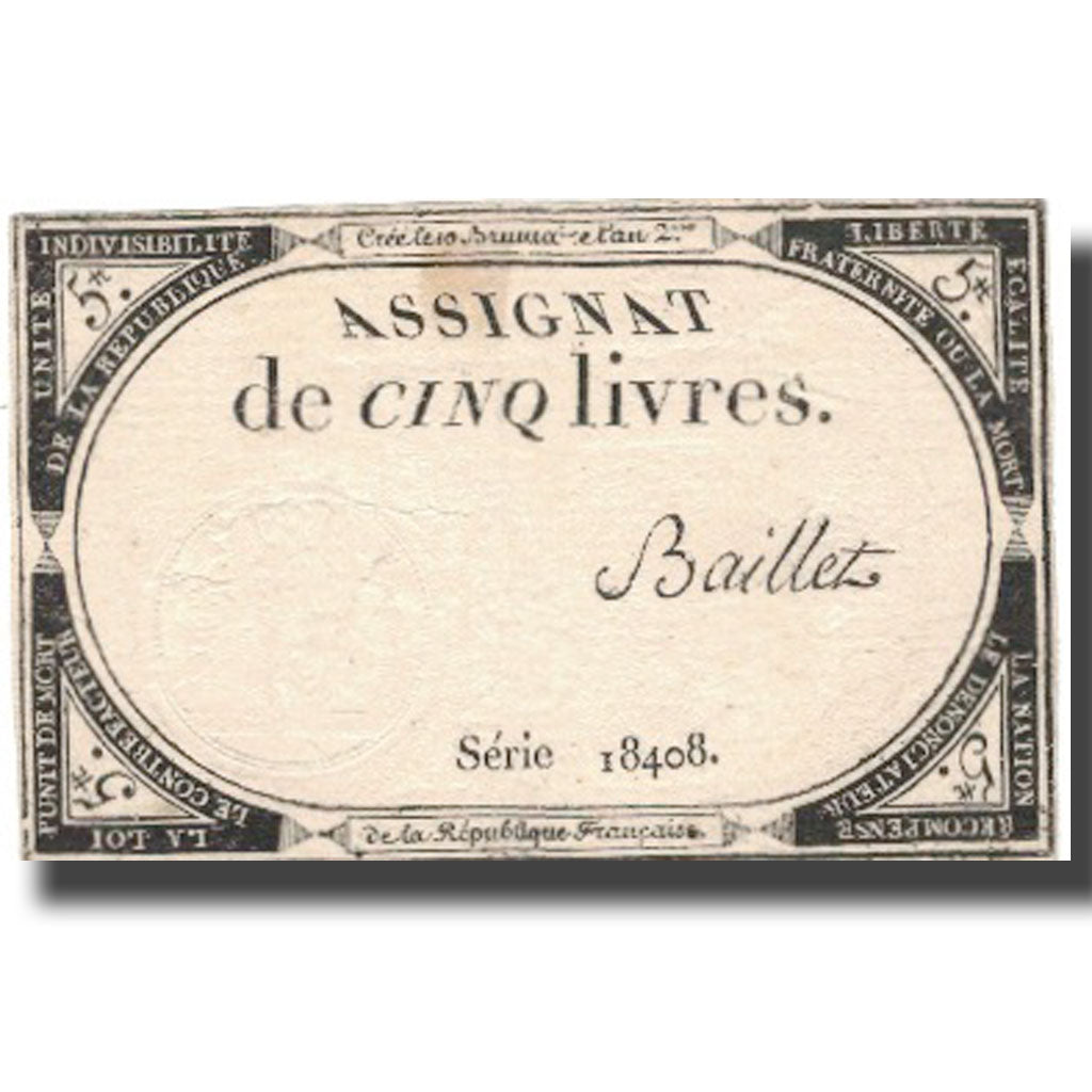 França, 5 Livres, 1793, 1793-10-31, AU(55-58), KM:A76