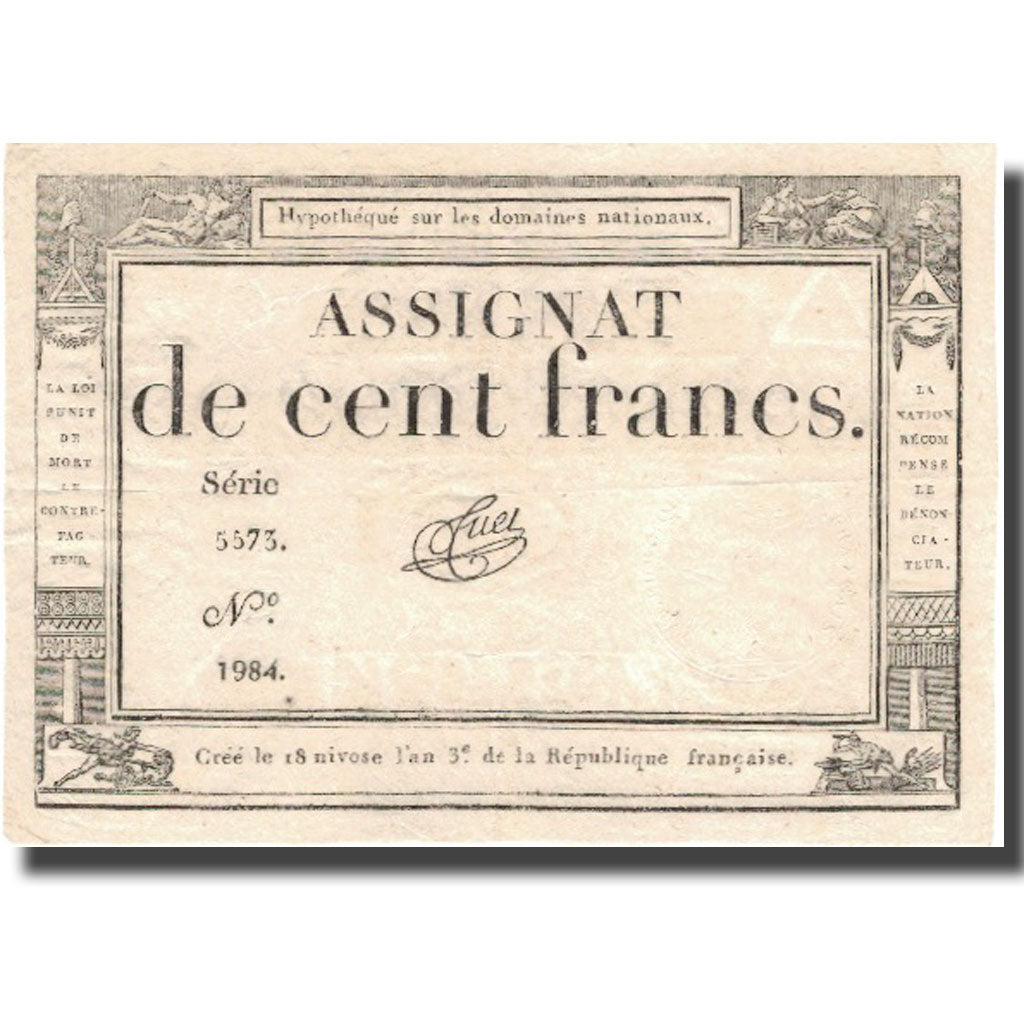 France, 100 Francs, 1794-1795, Lassia, UNC(63), KM:A78