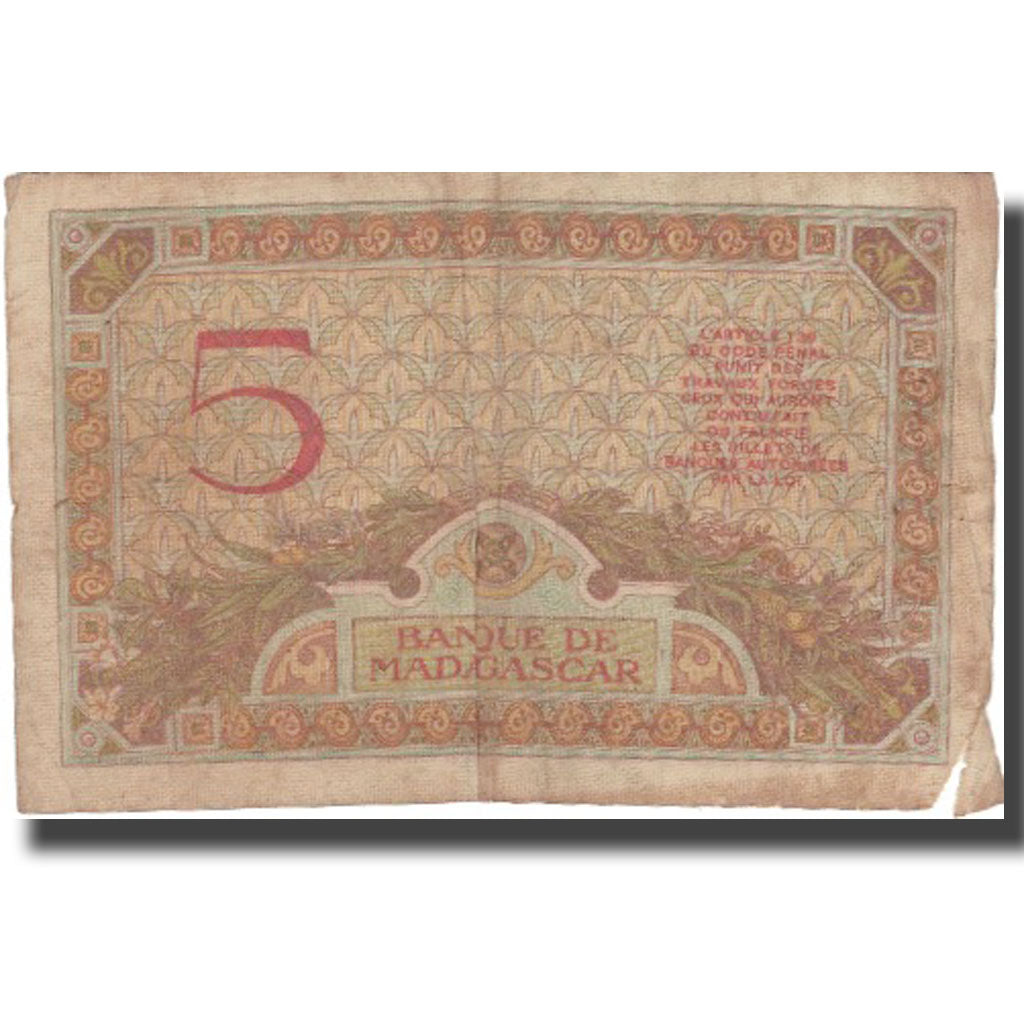 Geldschein, Madagascar, 5 Francs, KM:35, SGE
