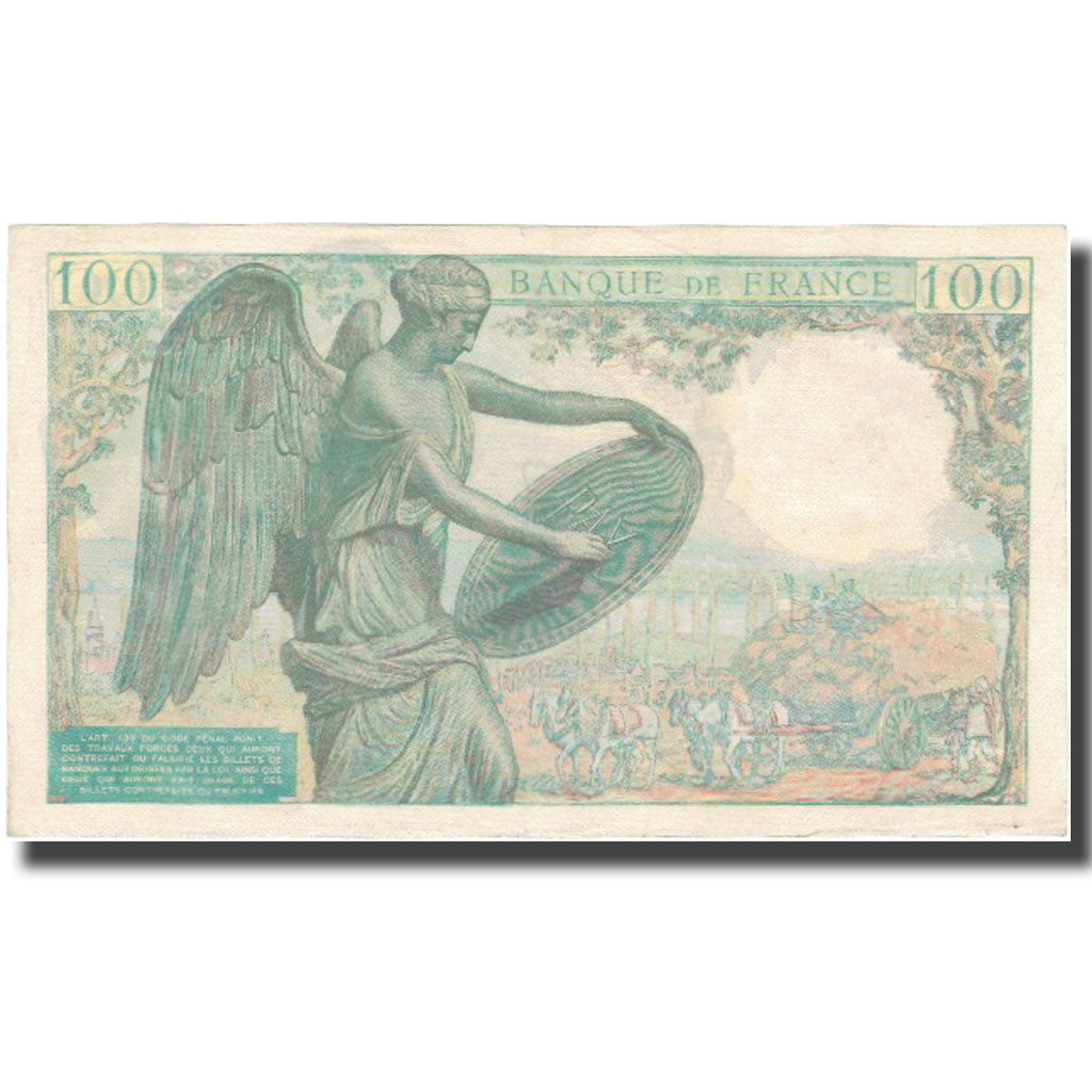France, 100 Francs, Descartes, 1944, 1944-07-20, AU(55-58), Fayette:27.6