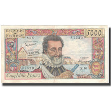 França, 5000 Francs, 1957, 1957-06-06, VF(30-35), Fayette:49.2, KM:135a