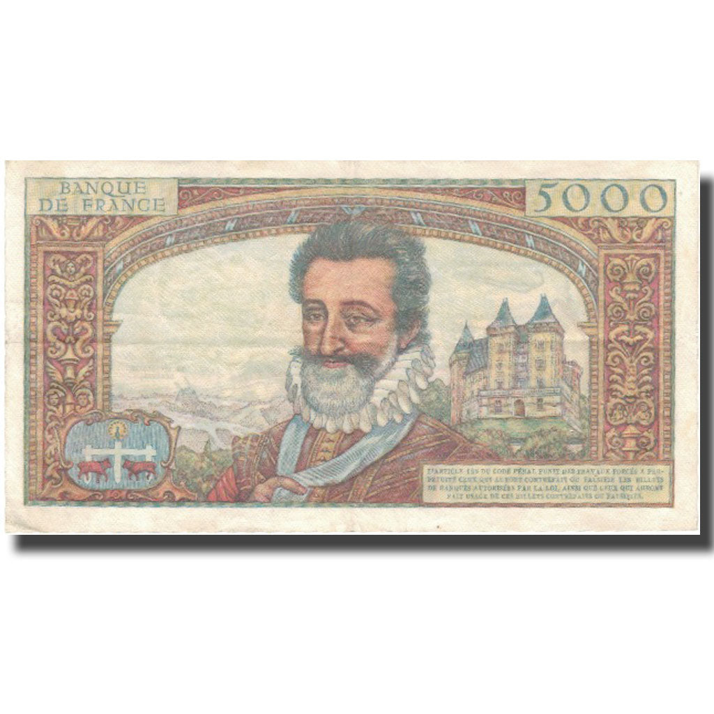 France, 5000 Francs, 1957, 1957-06-06, VF(30-35), Fayette:49.2, KM:135a