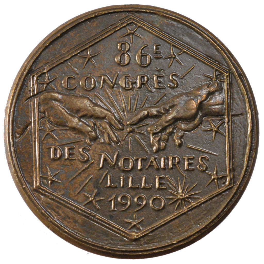 France, Notary, Token, 1990, AU(55-58), Bronze, 22.95