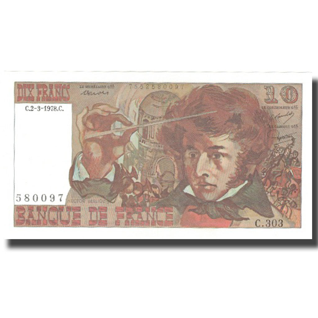 Frankrijk, 10 Francs, Berlioz, 1977, 1978-03-02, SPL+, Fayette:63.23, KM:150c