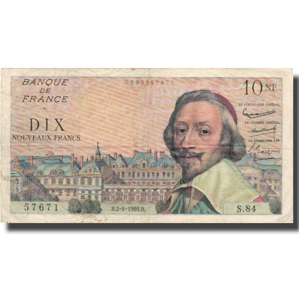 France, 10 Nouveaux Francs, Richelieu, 1960, 1960-06-02, VF(20-25)