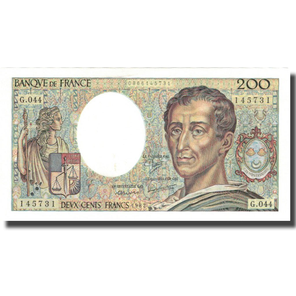 France, 200 Francs, Montesquieu, 1987, 1987, UNC(60-62), Fayette:70.7, KM:155b
