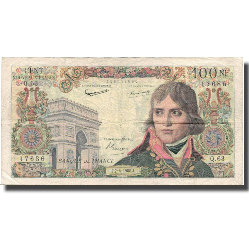 France, 100 Nouveaux Francs, Bonaparte, 1960, 1960-04-07, VF(20-25)