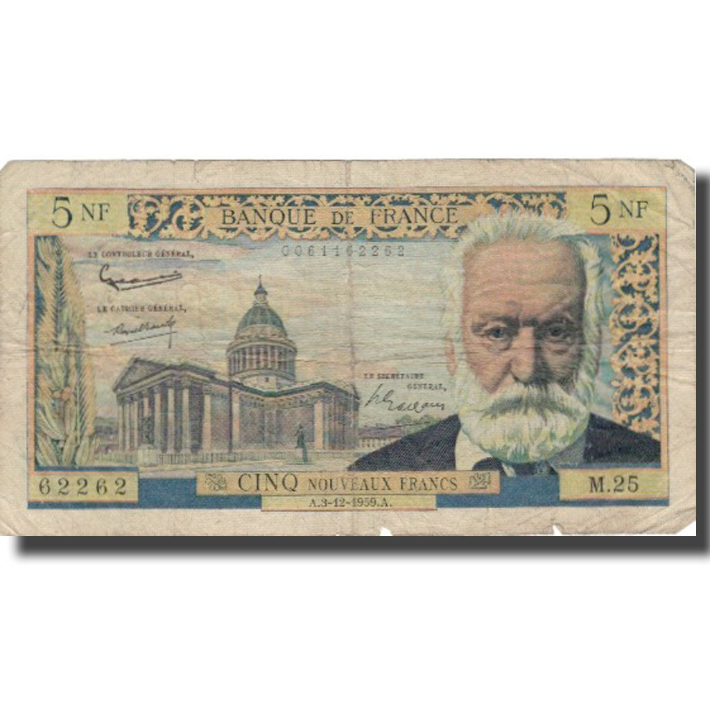 France, 5 Nouveaux Francs, Victor Hugo, 1959, 1959-12-03, F(12-15)