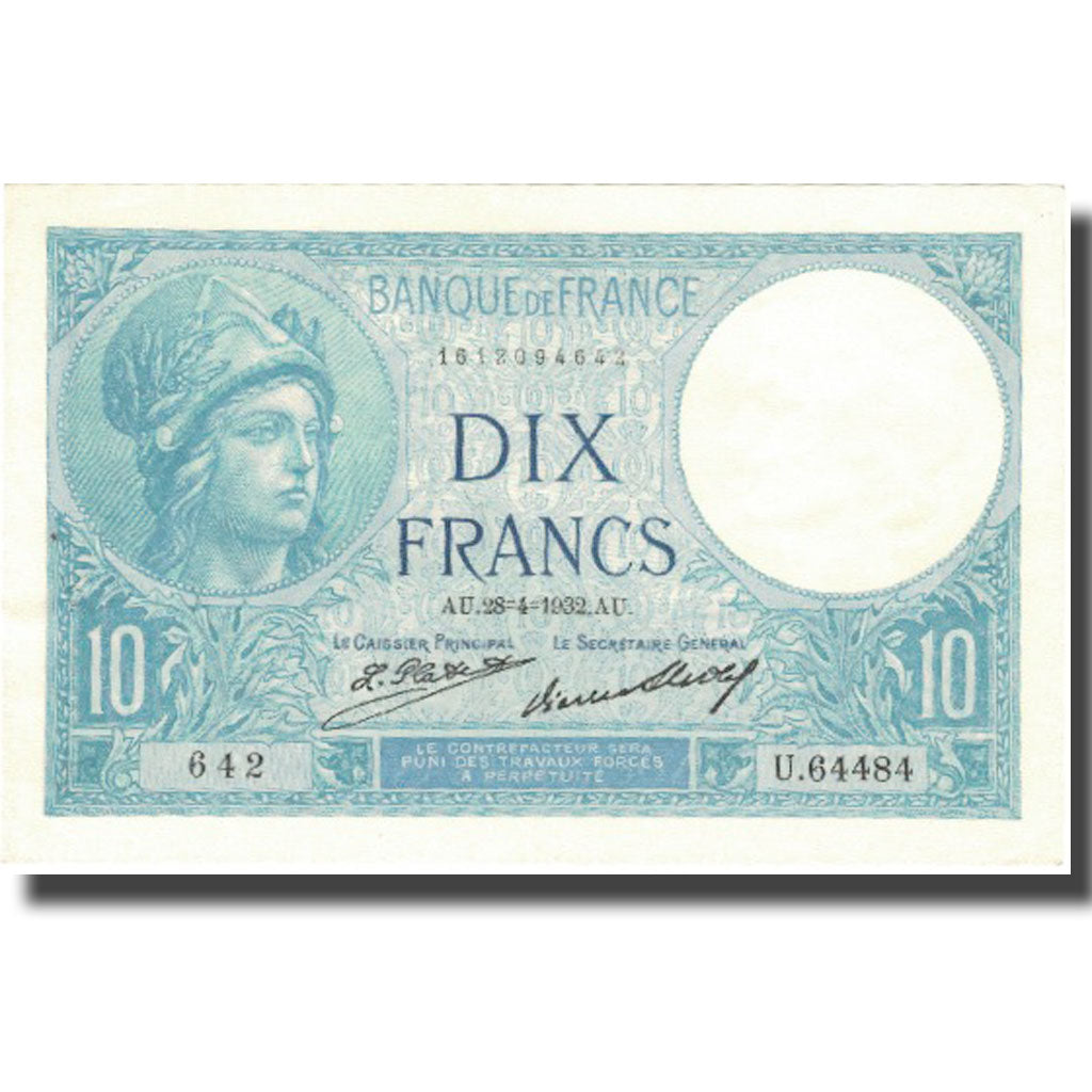 Francia, 10 Francs, Minerve, 1932, 1932-04-28, SPL, Fayette:6.16, KM:73d