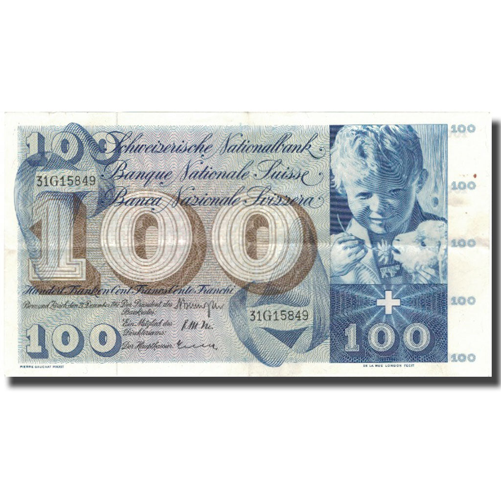 Billete, 100 Franken, 1956-73, Suiza, KM:49d, MBC