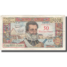 Francia, 50 Nouveaux Francs on 5000 Francs, Henri IV, 1959, 1959-03-05, BC+