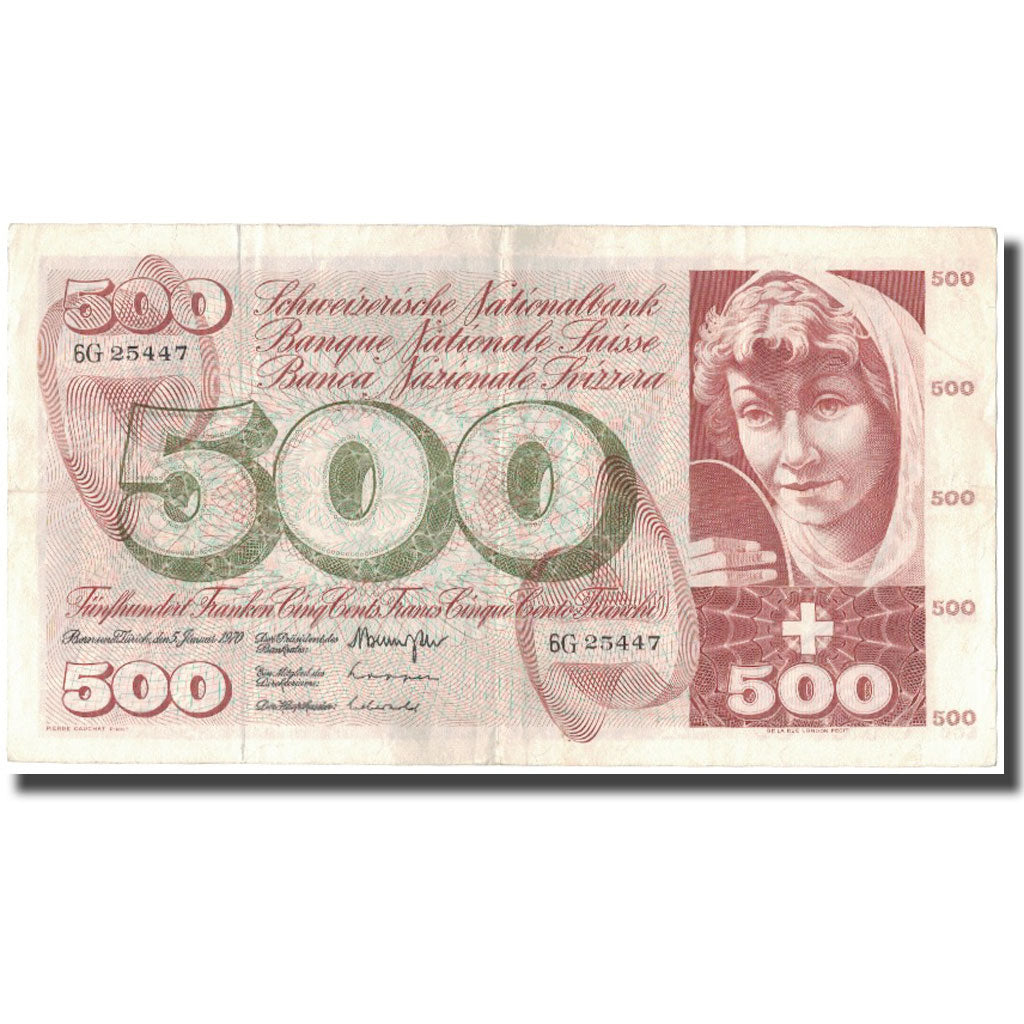 Banknote, Switzerland, 500 Franken, 1970, 1970-01-05, KM:51h, EF(40-45)