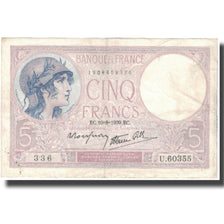 Francia, 5 Francs, Violet, 1939, 1939-08-10, BC, Fayette:4.5, KM:83