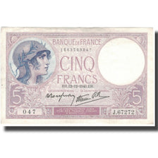Frankrijk, 5 Francs, Violet, 1939, 1939-08-10, TTB, Fayette:4.17, KM:83