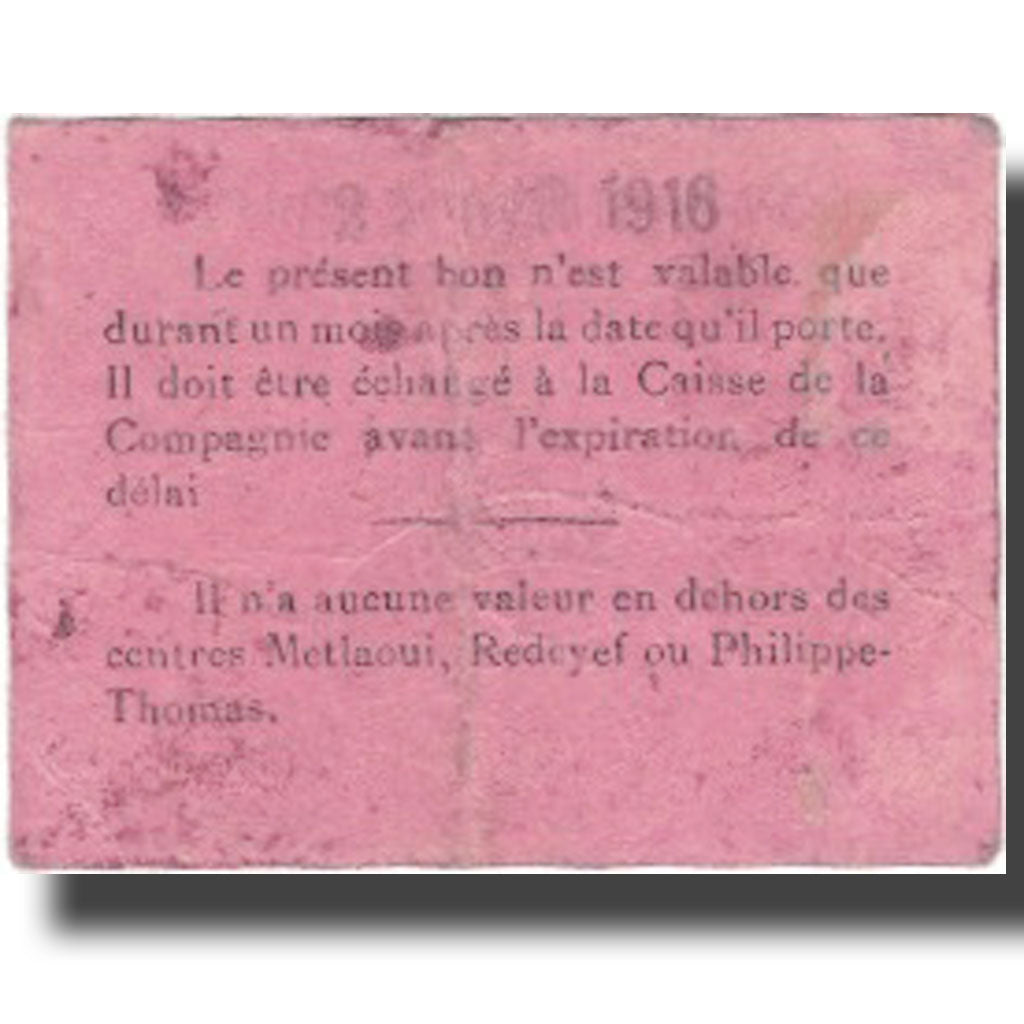 Banknote, Tunisia, GAFSA, 2 Francs, valeur faciale, 1916, 1916-04-25, EF(40-45)