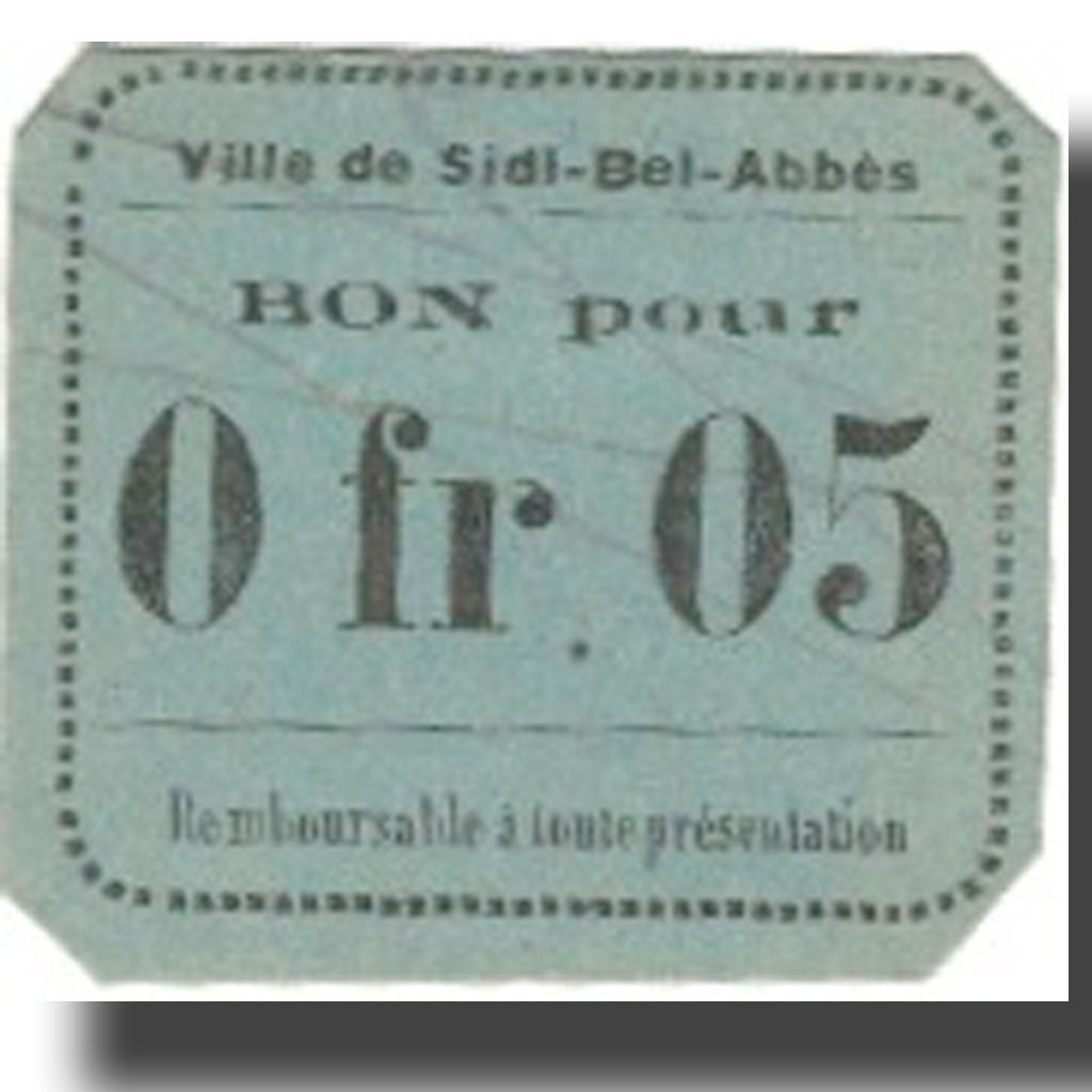 Banknote, Algeria, Sidi-Bel-Abbès, 5 Centimes, valeur faciale, Undated
