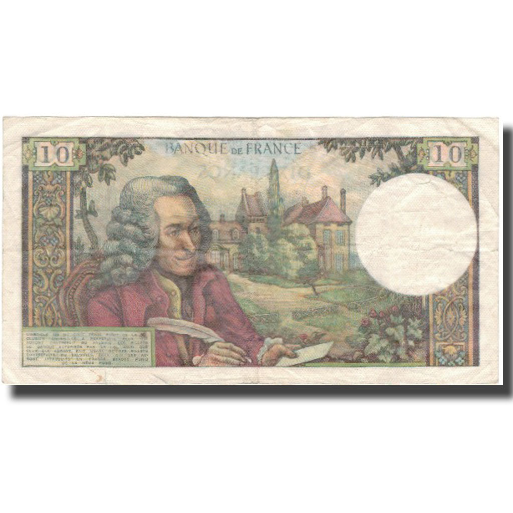 France, 10 Francs, Voltaire, 1968, 1968-07-04, TB+, KM:147c