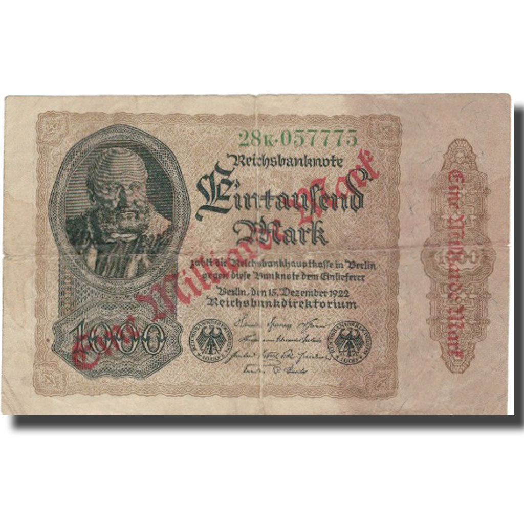 Banknote, Germany, 1 Milliarde Mark on 1000 Mark, 1922, 1922-12-15, KM:113a