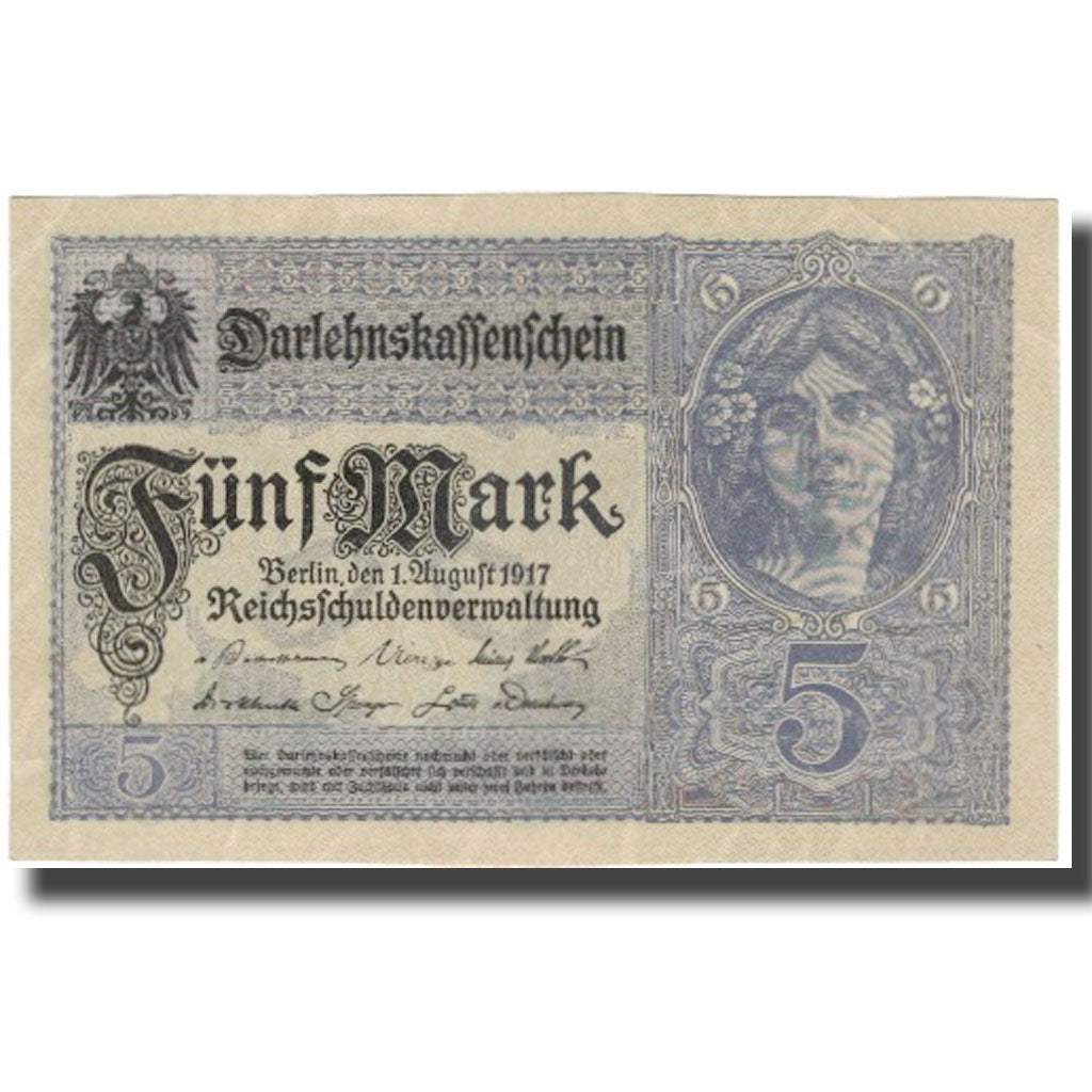Banknote, Germany, 5 Mark, 1917, 1917-08-01, KM:56b, AU(50-53)