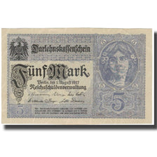 Banknote, Germany, 5 Mark, 1917, 1917-08-01, KM:56b, AU(50-53)