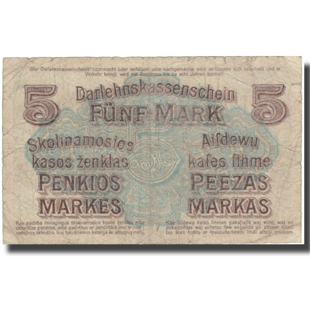 Banknote, Germany, 5 Mark, 1918, 1918-04-04, KM:R130, VG(8-10)