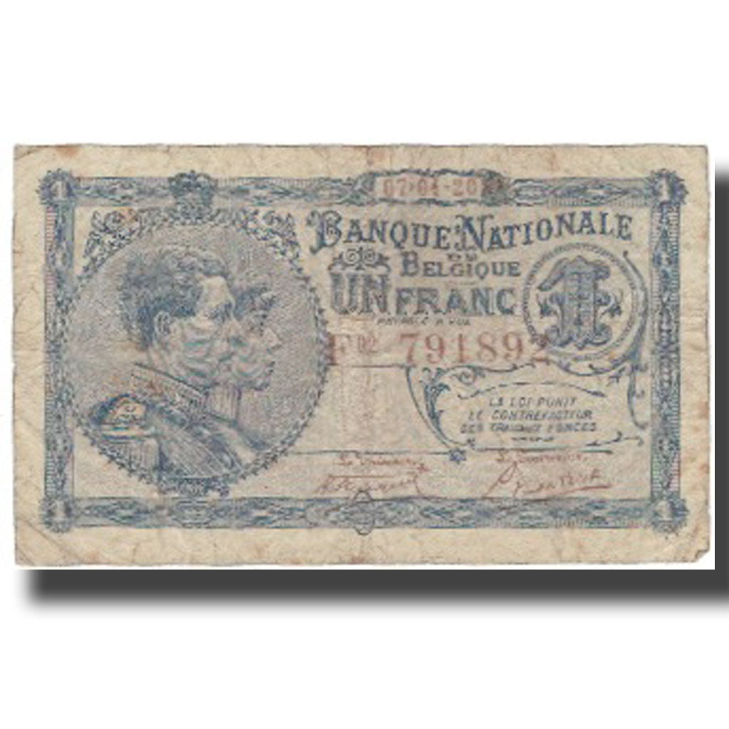 Banknote, Belgium, 1 Franc, 1920, 1920-04-07, KM:92, VF(20-25)