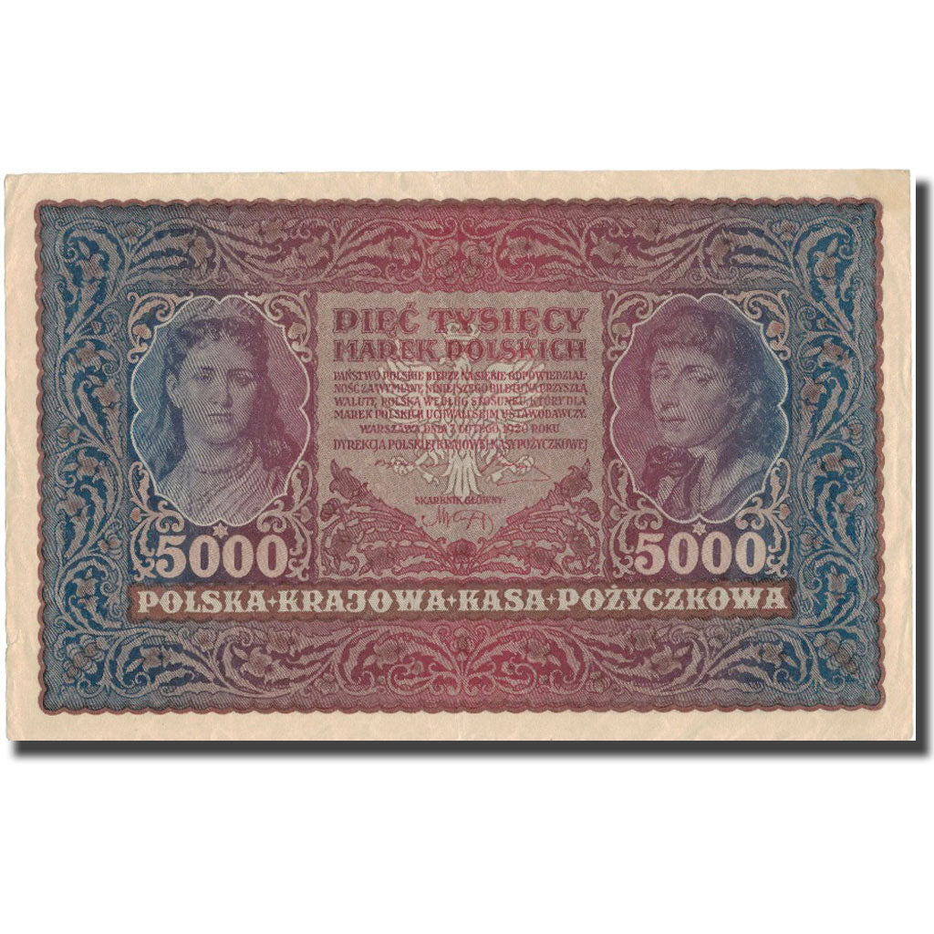 Banknote, Poland, 5000 Marek, 1920, 1920-02-07, KM:31, AU(50-53)