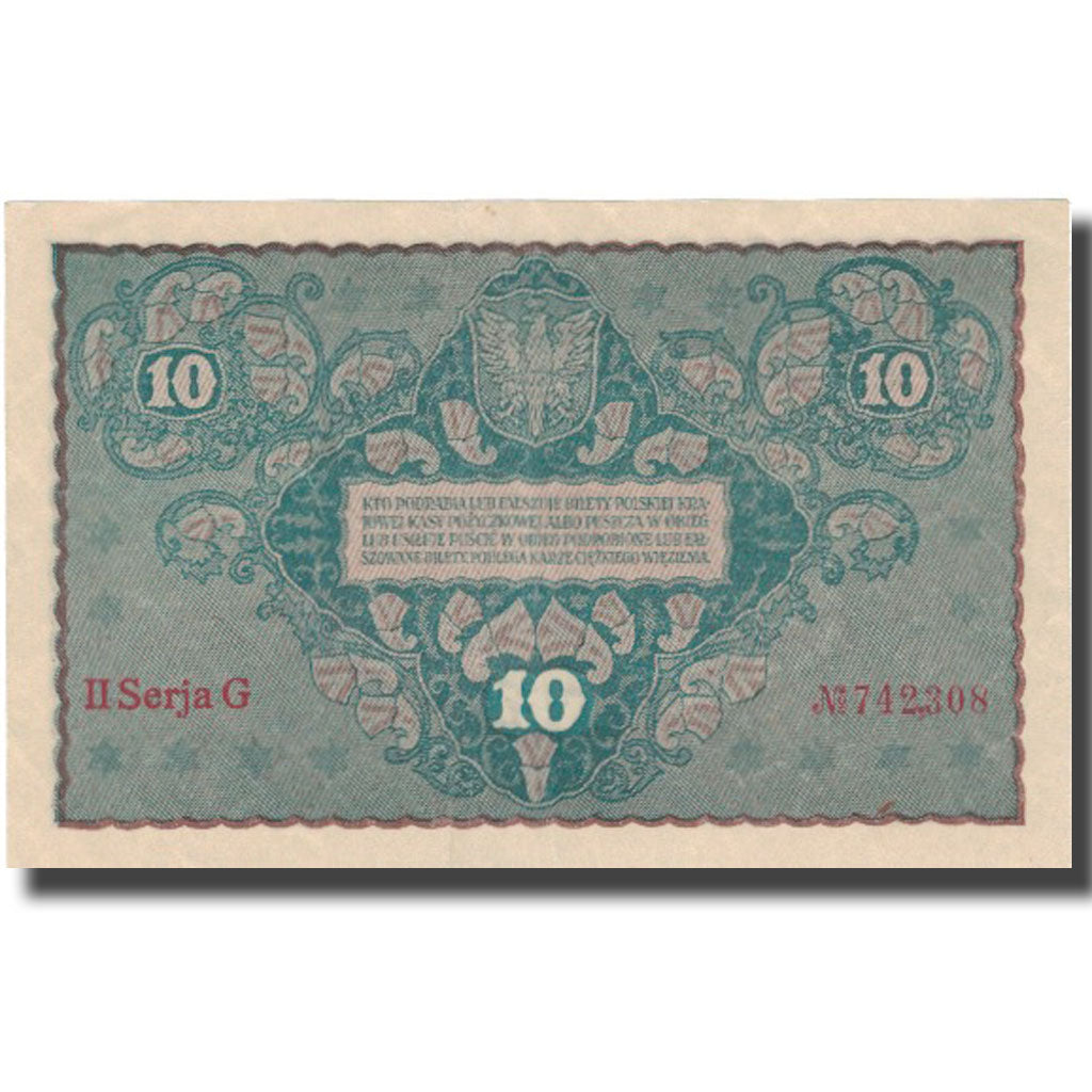 Banknote, Poland, 10 Marek, 1919, 1919-08-23, KM:25, UNC(60-62)