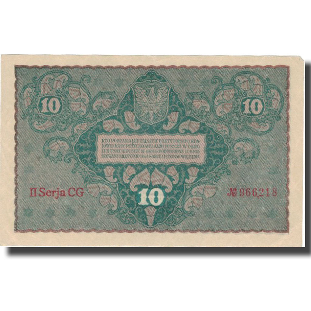 Banknote, Poland, 10 Marek, 1919, 1919-08-23, KM:25, UNC(60-62)