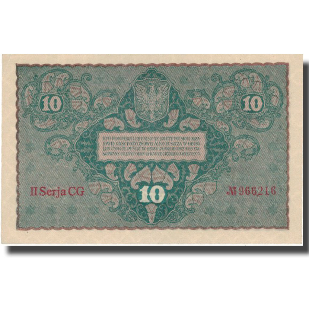 Banknote, Poland, 10 Marek, 1919, 1919-08-23, KM:25, UNC(60-62)
