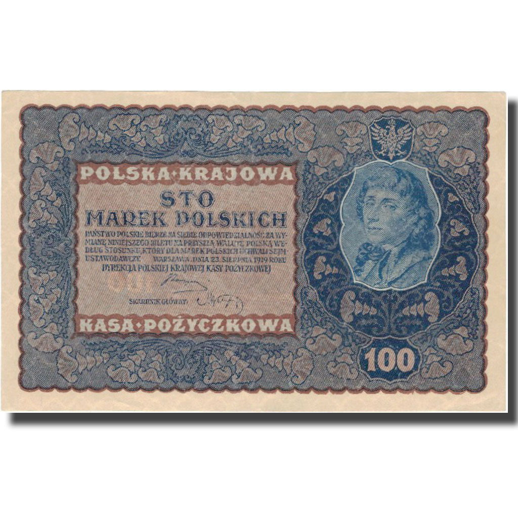 Banknote, Poland, 100 Marek, 1919, 1919-08-23, KM:27, UNC(63)