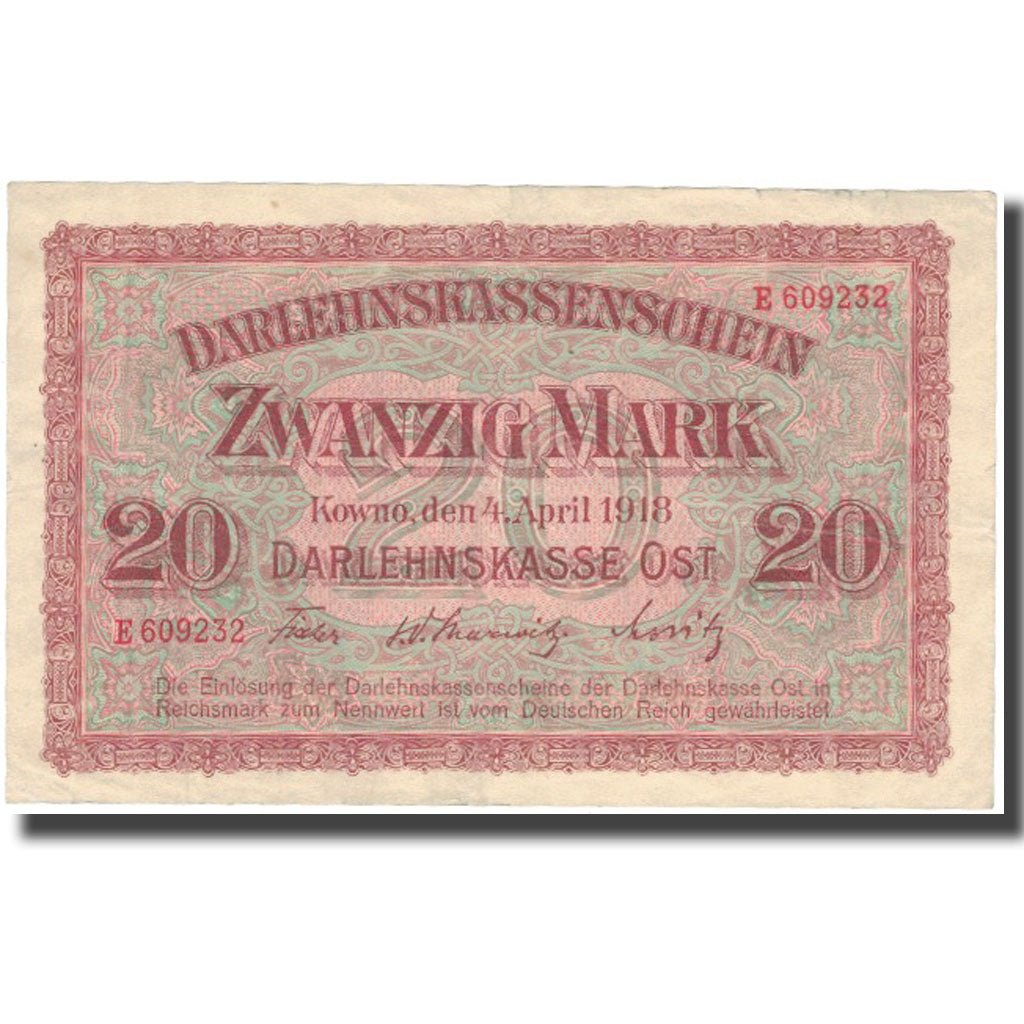 Banknote, Germany, 20 Mark, 1918, 1918-04-04, KM:R131, AU(50-53)