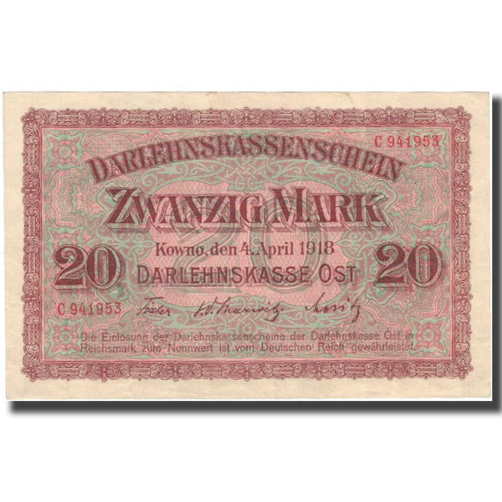 Banknote, Germany, 20 Mark, 1918, 1918-04-04, KM:R131, UNC(60-62)