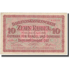 Banknote, Germany, 10 Rubel, 1916, 17.4.1916, KM:R124, AU(50-53)