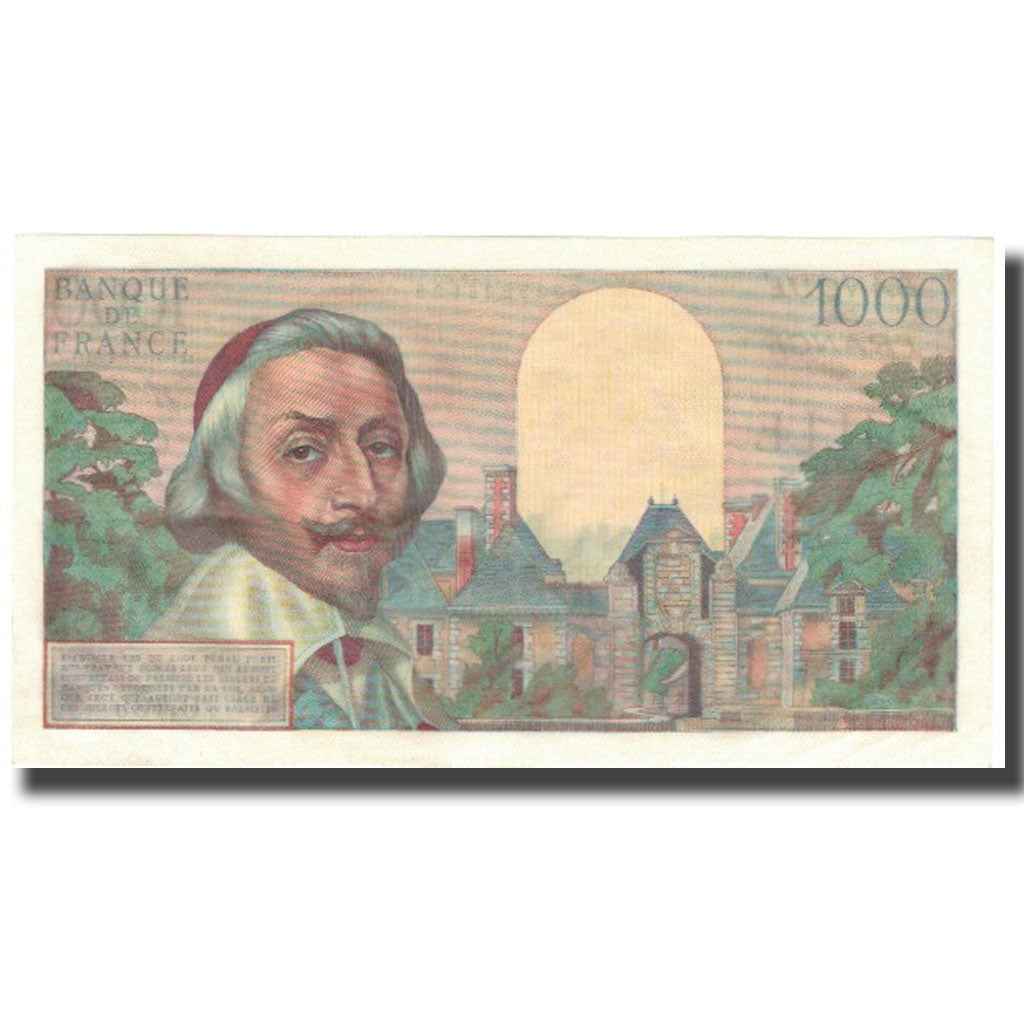 France, 1000 Francs, Richelieu, 1955, 1955-04-07, SUP+, Fayette:42.12, KM:134a