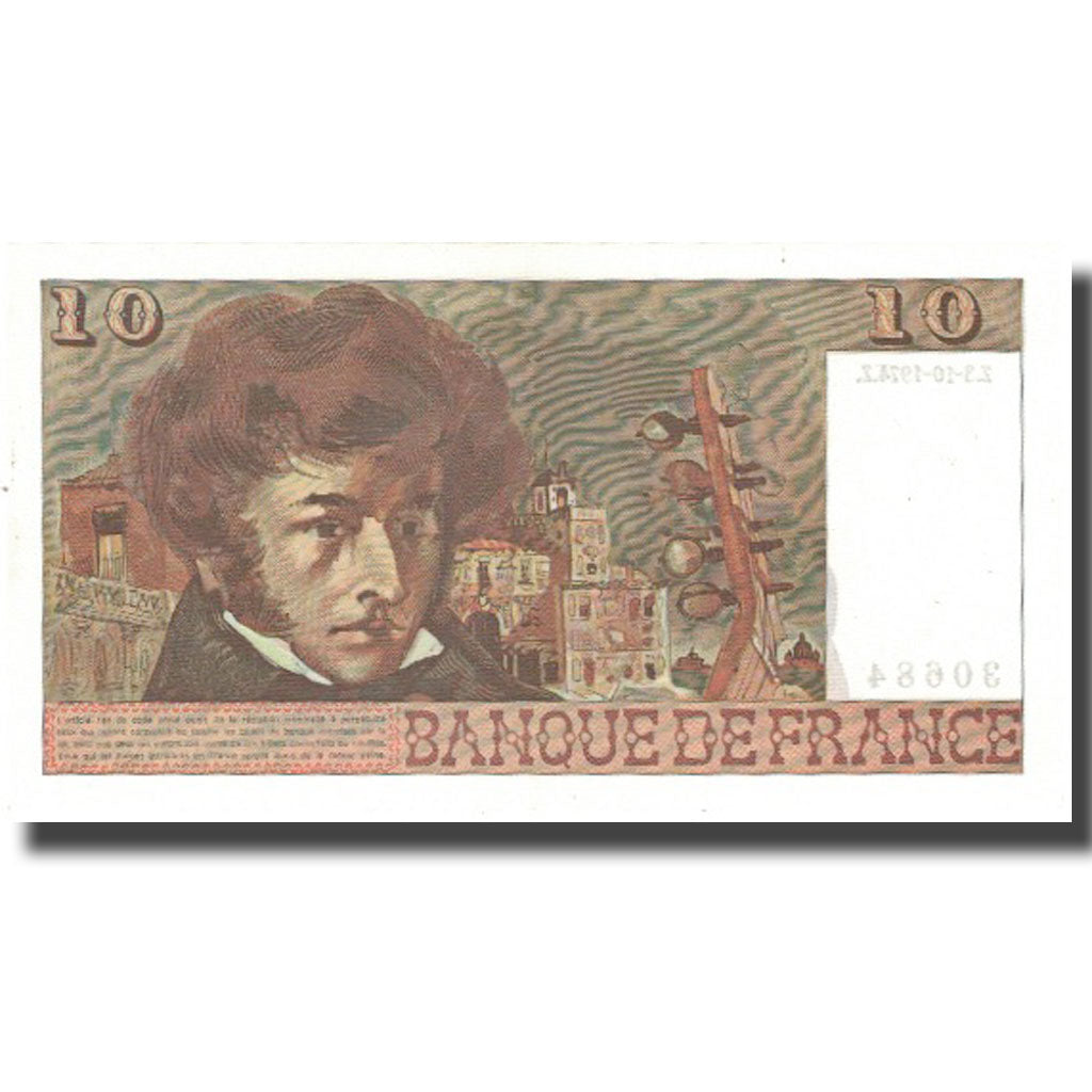 França, 10 Francs, Berlioz, 1974, 1974-10-03, AU(55-58), Fayette:63.7, KM:150a