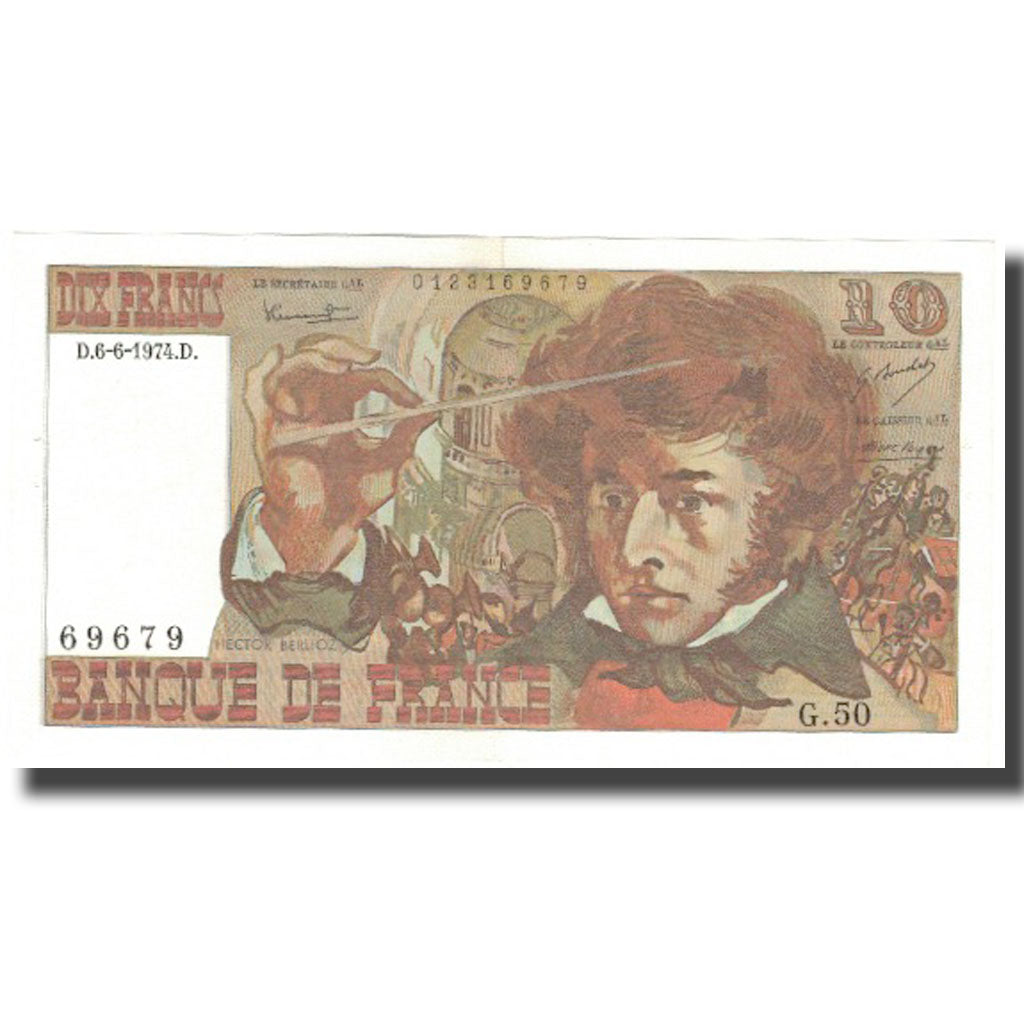 Frankrijk, 10 Francs, Berlioz, 1974, 1974-06-06, SUP, Fayette:63.5, KM:150a
