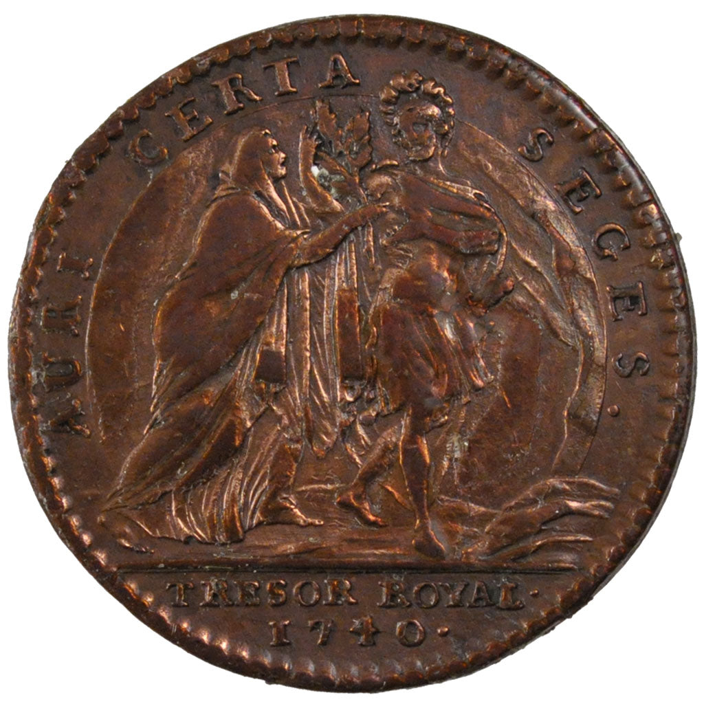 France, Royal, Token, 1740, EF(40-45), Copper, Feuardent #2051, 7.22