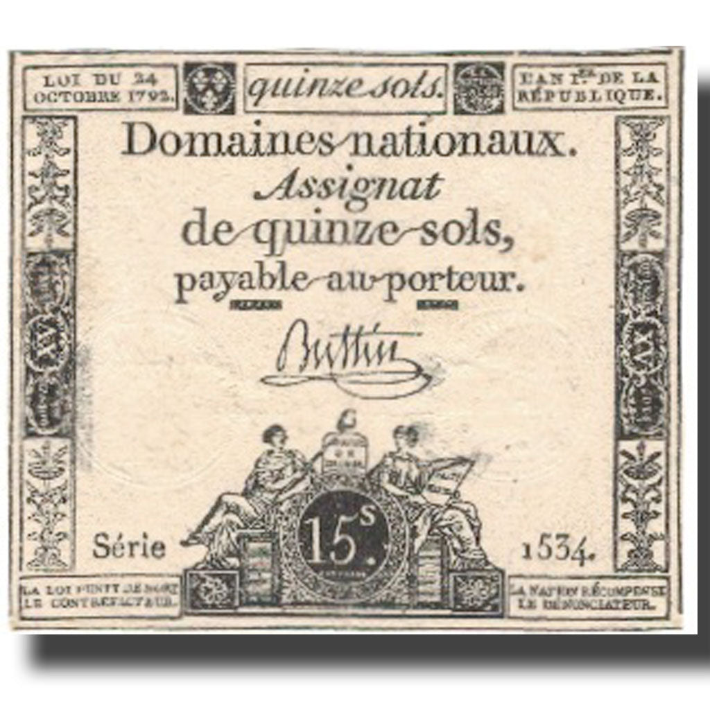 France, 15 Sols, 1792, 1792-10-24, TTB, KM:A65