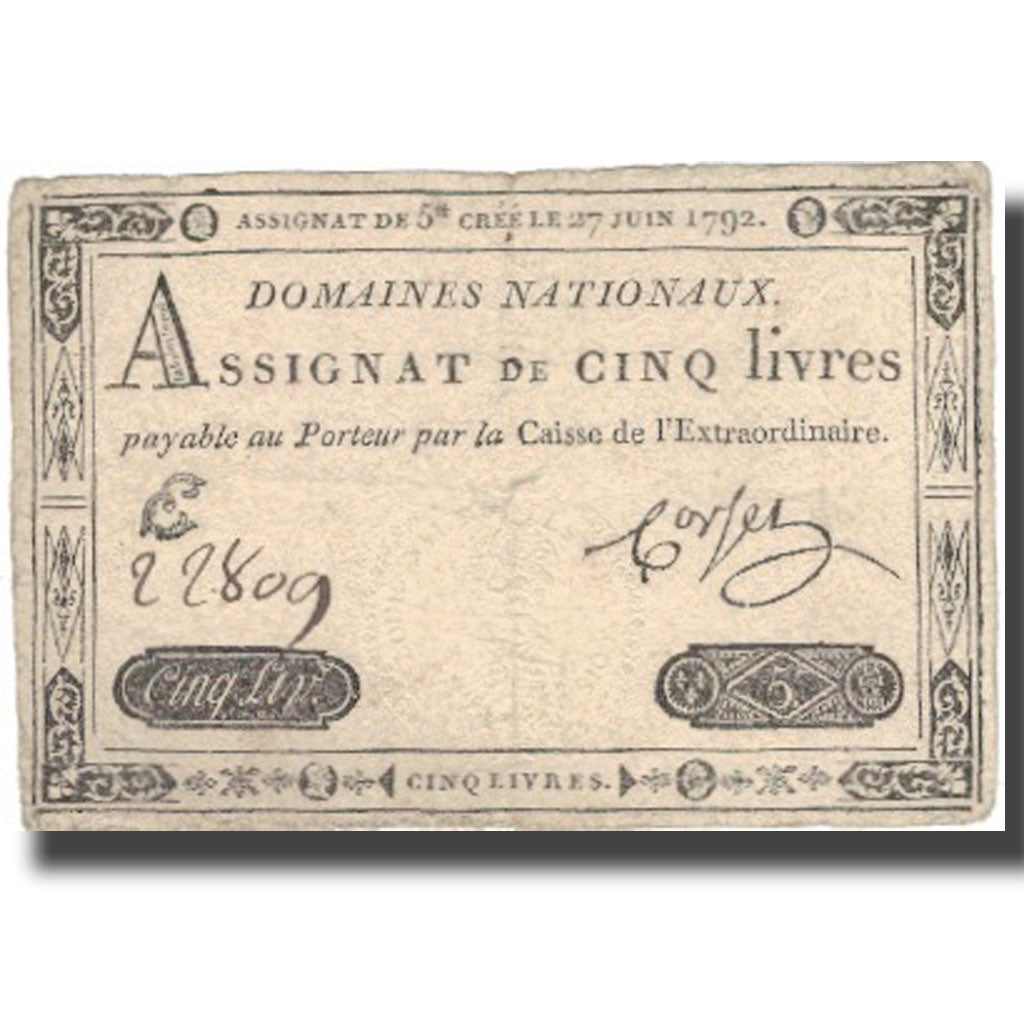 France, 5 Livres, 1792, 1792-06-27, EF(40-45), KM:A60