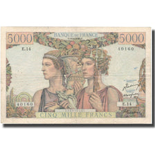 France, 5000 Francs, Terre et Mer, 1949, 1949-03-10, VF(20-25), Fayette:48.1