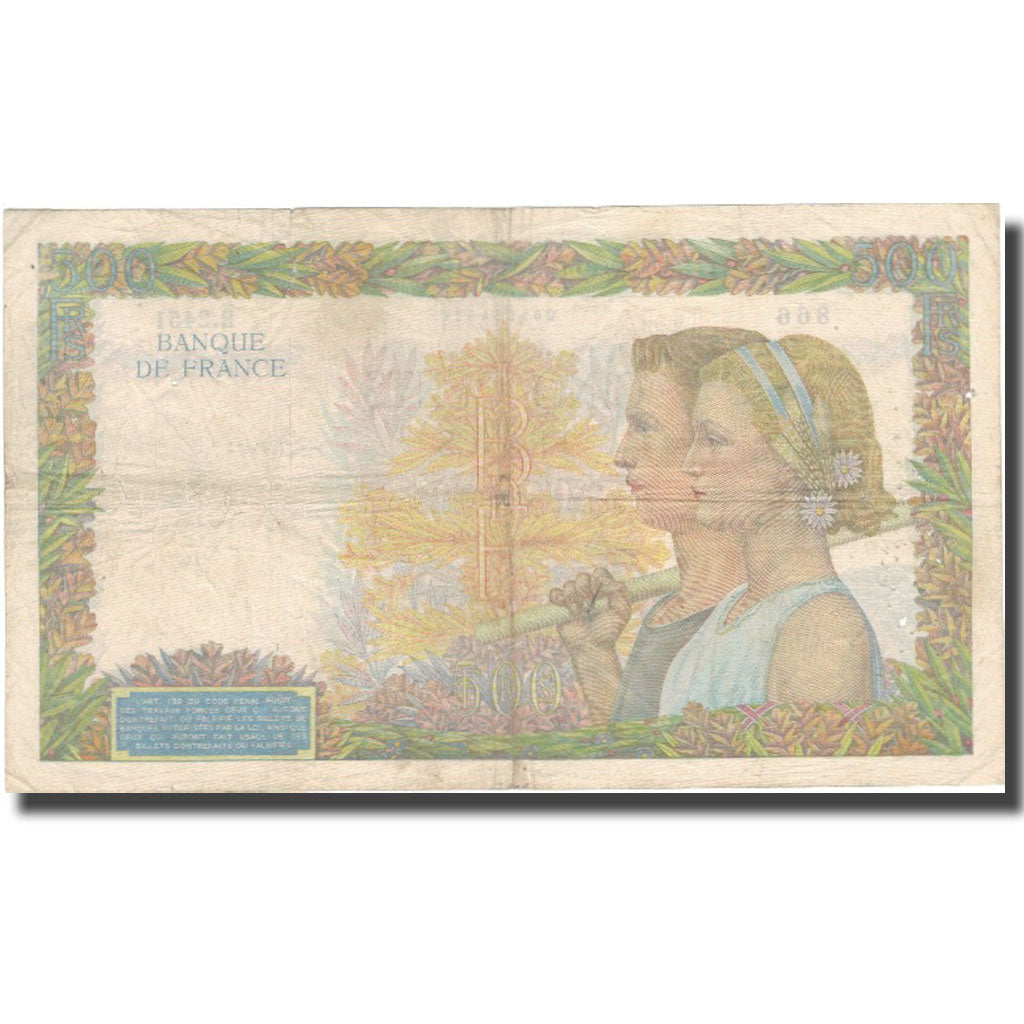France, 500 Francs, La Paix, 1941, 1941-02-06, VF(20-25), Fayette:31.14, KM:95b