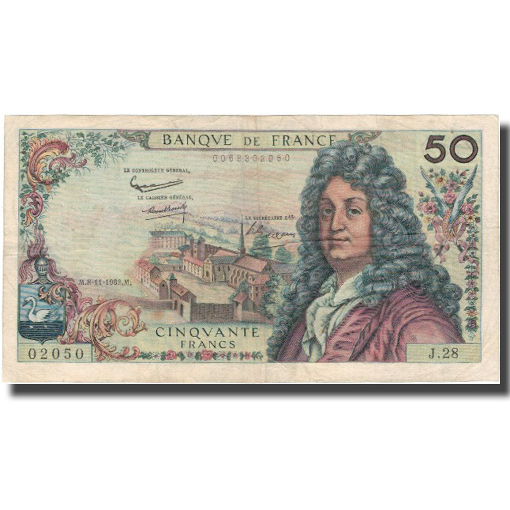 Francja, 50 Francs, Racine, 1962, 1962-11-08, VF(20-25), Fayette:64.2, KM:148a
