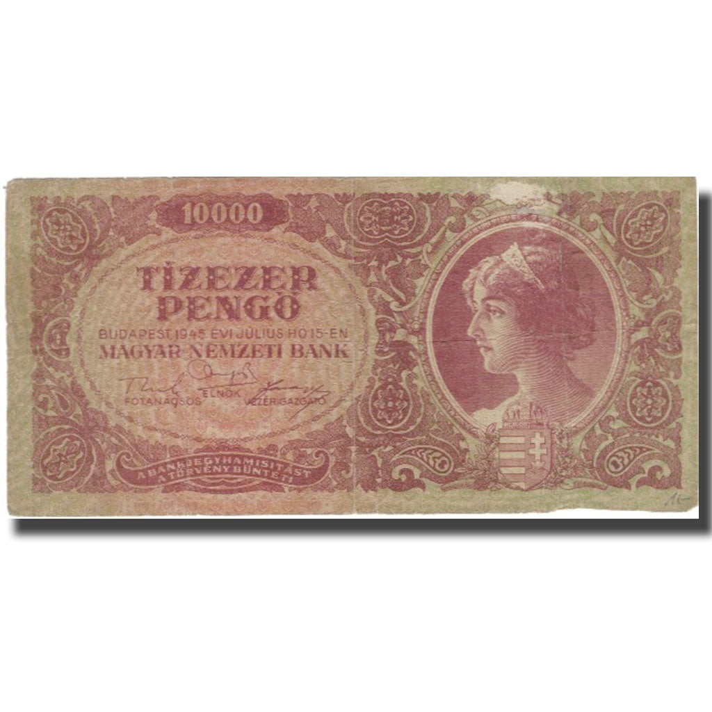 Banknote, Hungary, 10,000 Pengö, 1945, 1945-07-15, KM:119c, VF(30-35)