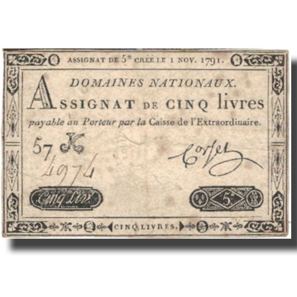 France, 5 Livres, 1792, 1792-11-01, TB+, KM:A49
