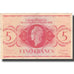 Banknot, Francuska Afryka Równikowa, 5 Francs, 1944, 1944, KM:15C, VF(30-35)