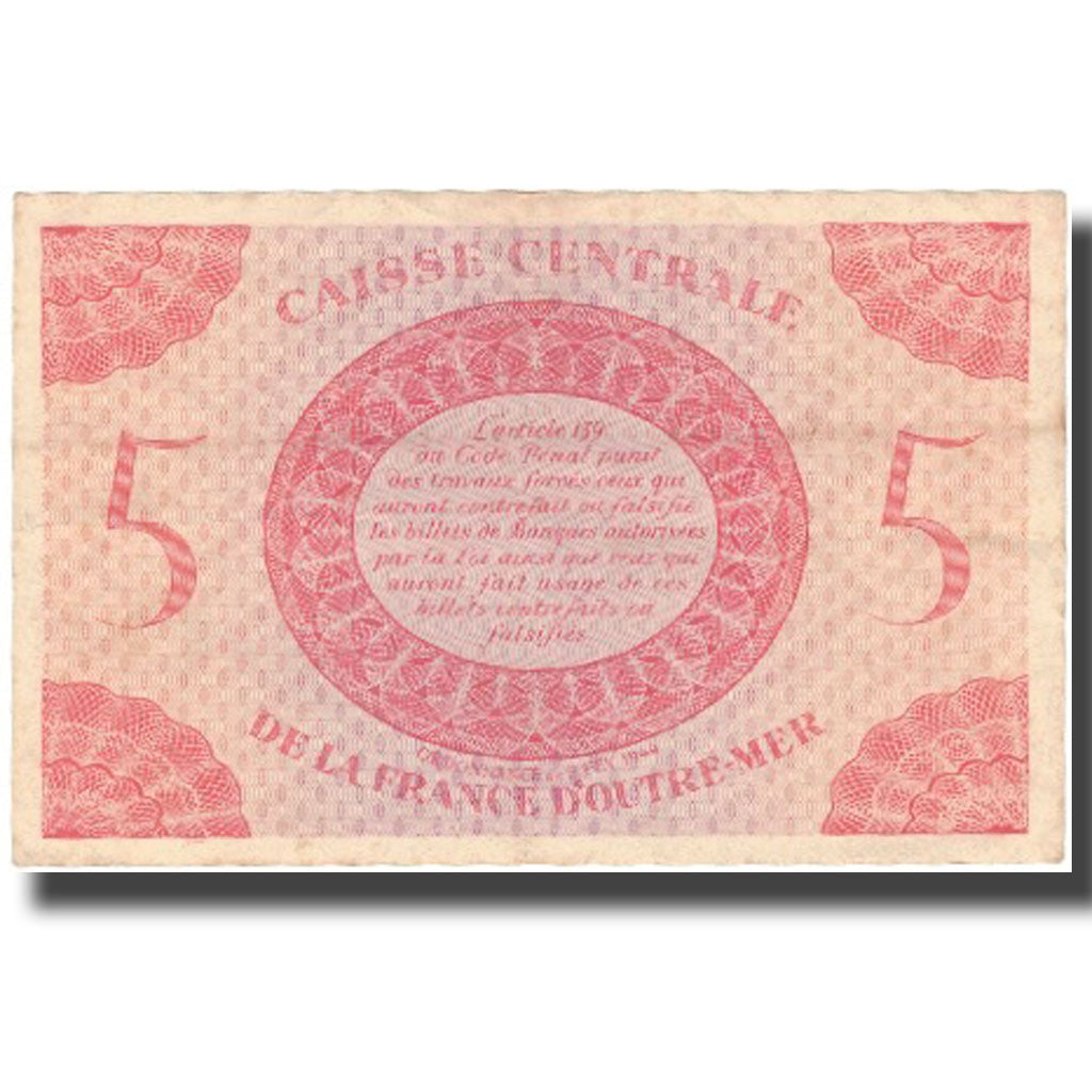 Banknote, French Equatorial Africa, 5 Francs, 1944, 1944, KM:15C, VF(30-35)